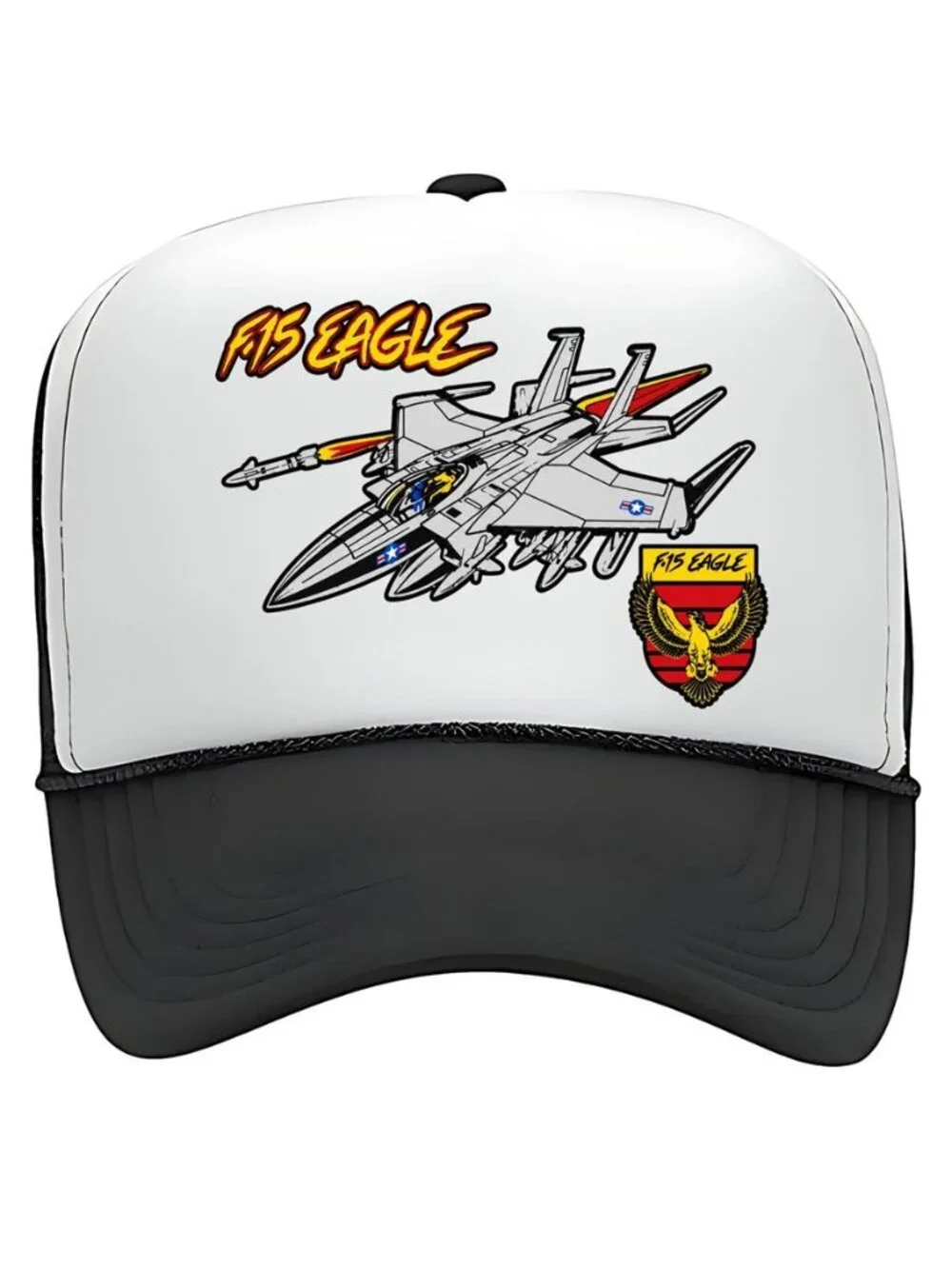 Retro F-15 Eagle Fighter Jet Trucker Hat Vintage Military Foam Snapback Cap 90s